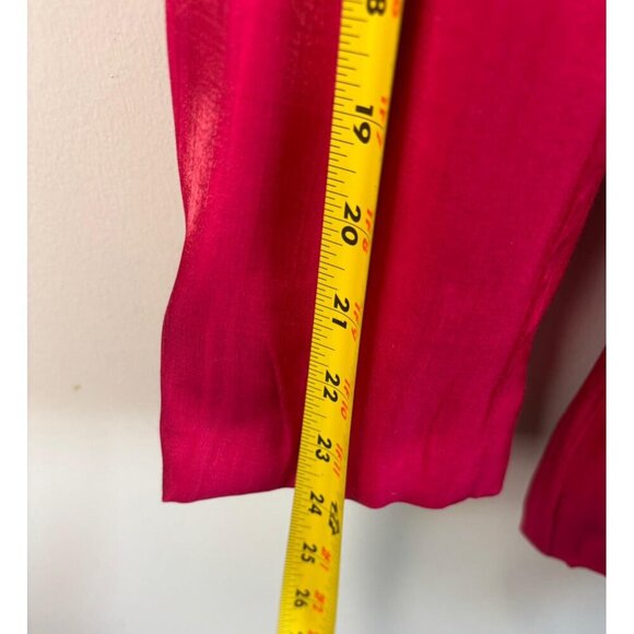 ZARA Womens Blazer Hot Pink Fuchsia Satin Belted Tie Double Breasted Size L - Picture 8 of 11